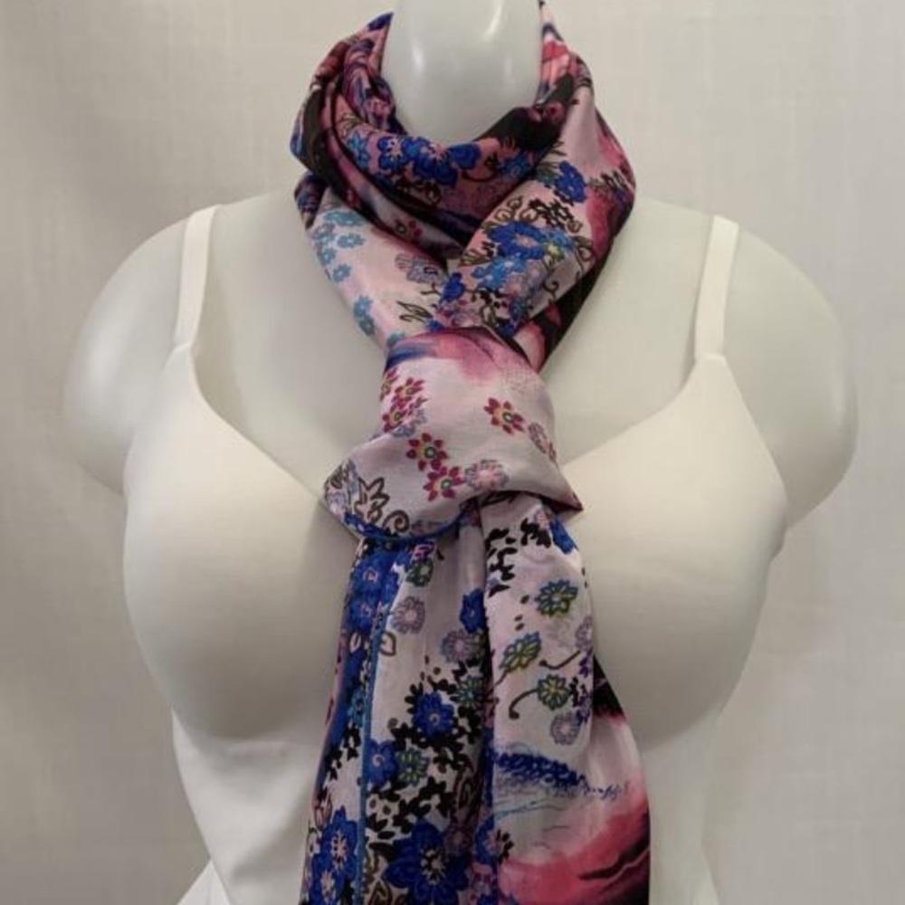 Floral Silk Chiffon Scarf